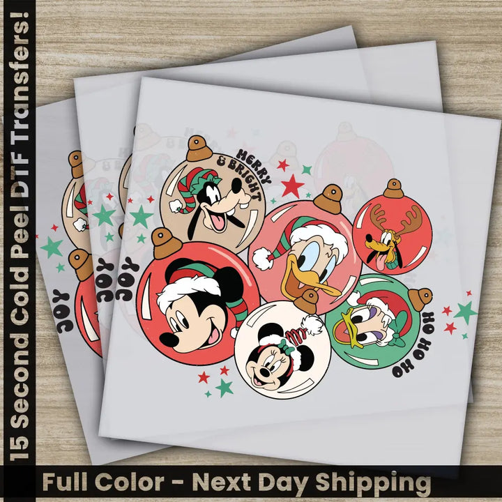Merry Bright Christmas DTF Transfers Ready to Press Personalized Gifts Direct to Film Sublimation Screen Prints Fast