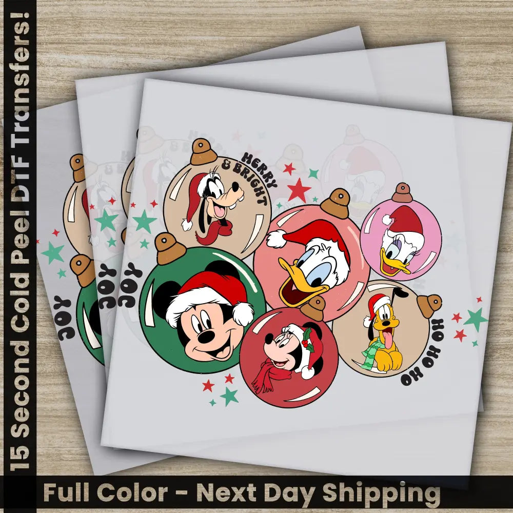 Merry Bright Christmas DTF Transfers Ready to Press Personalized Gifts Direct to Film Sublimation Screen Prints Fast