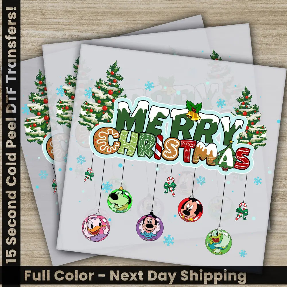 Merry Christmas Christmas DTF Transfers Ready to Press Personalized Gifts Direct to Film Sublimation Screen Prints Fast