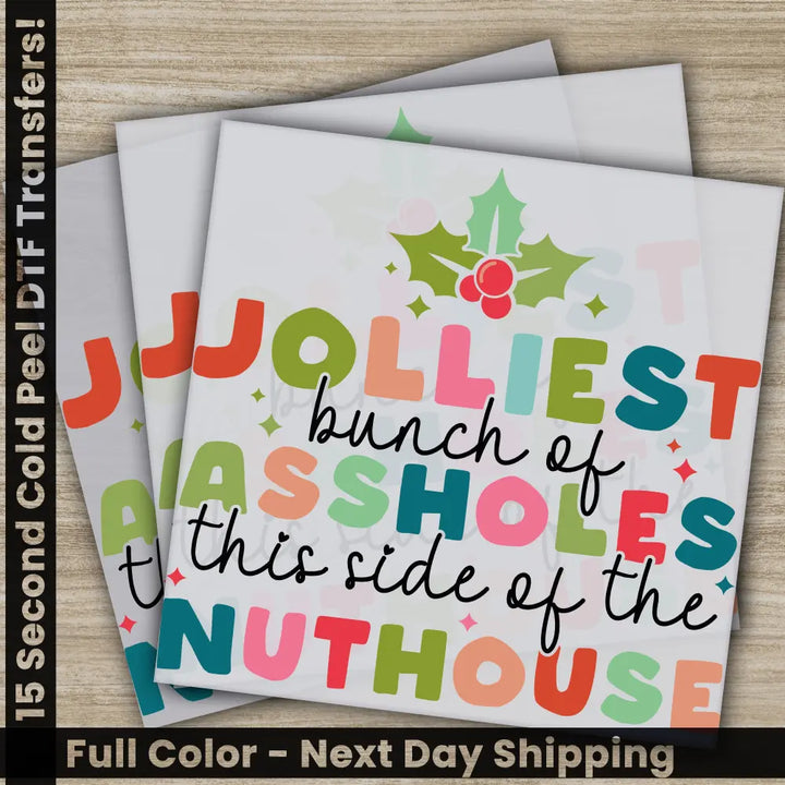 Merry Christmas DTF Transfers Ready to Press Personalized Gifts Direct to Film Sublimation Screen Prints Fast Shipping