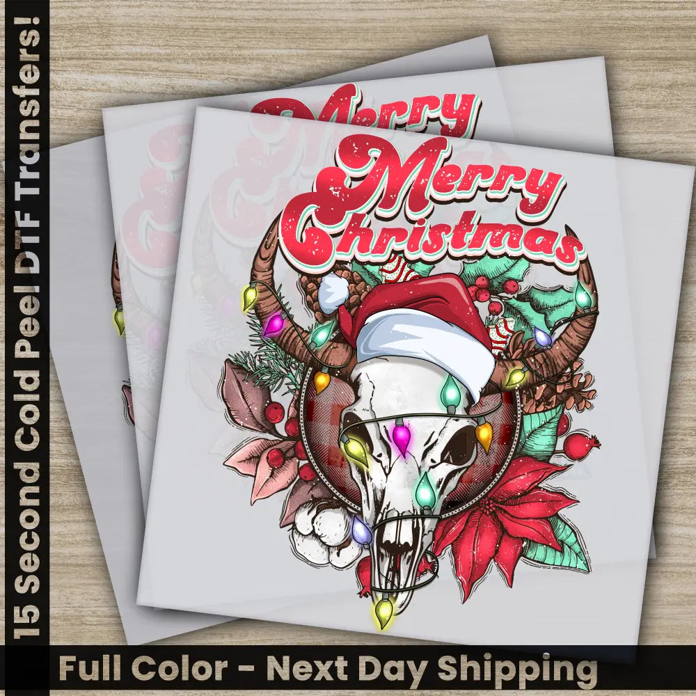 Merry Christmas Christmas DTF Transfers Ready to Press Personalized Gifts Direct to Film Sublimation Screen Prints Fast