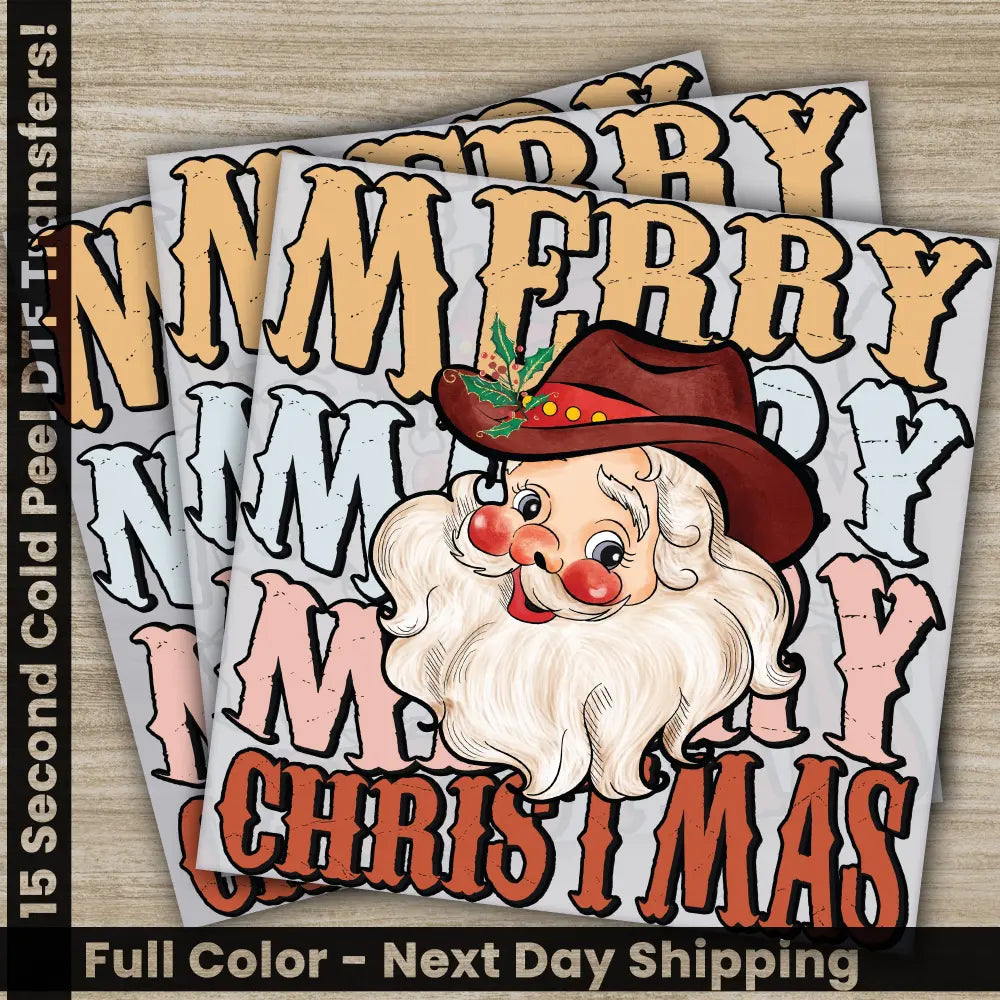 Merry Christmas DTF Transfers Ready to Press Personalized Gifts Direct to Film Sublimation Screen Prints Fast Shipping