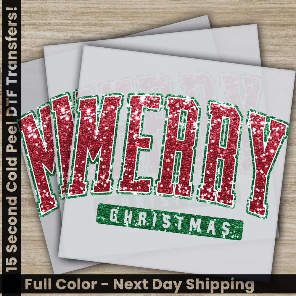 Merry Christmas DTF Transfers Ready to Press Personalized Gifts Direct to Film Sublimation Screen Prints Fast Shipping