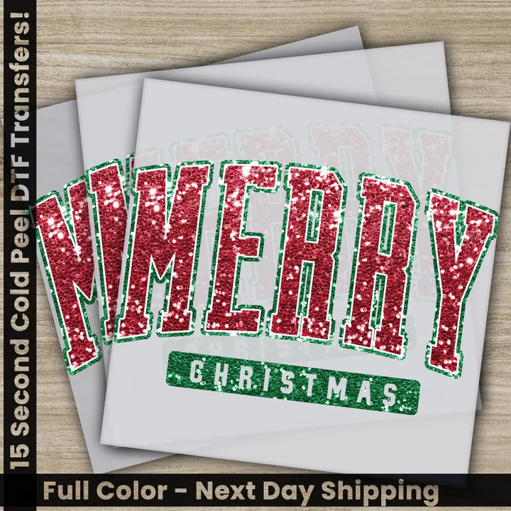 Merry Christmas DTF Transfers Ready to Press Personalized Gifts Direct to Film Sublimation Screen Prints Fast Shipping