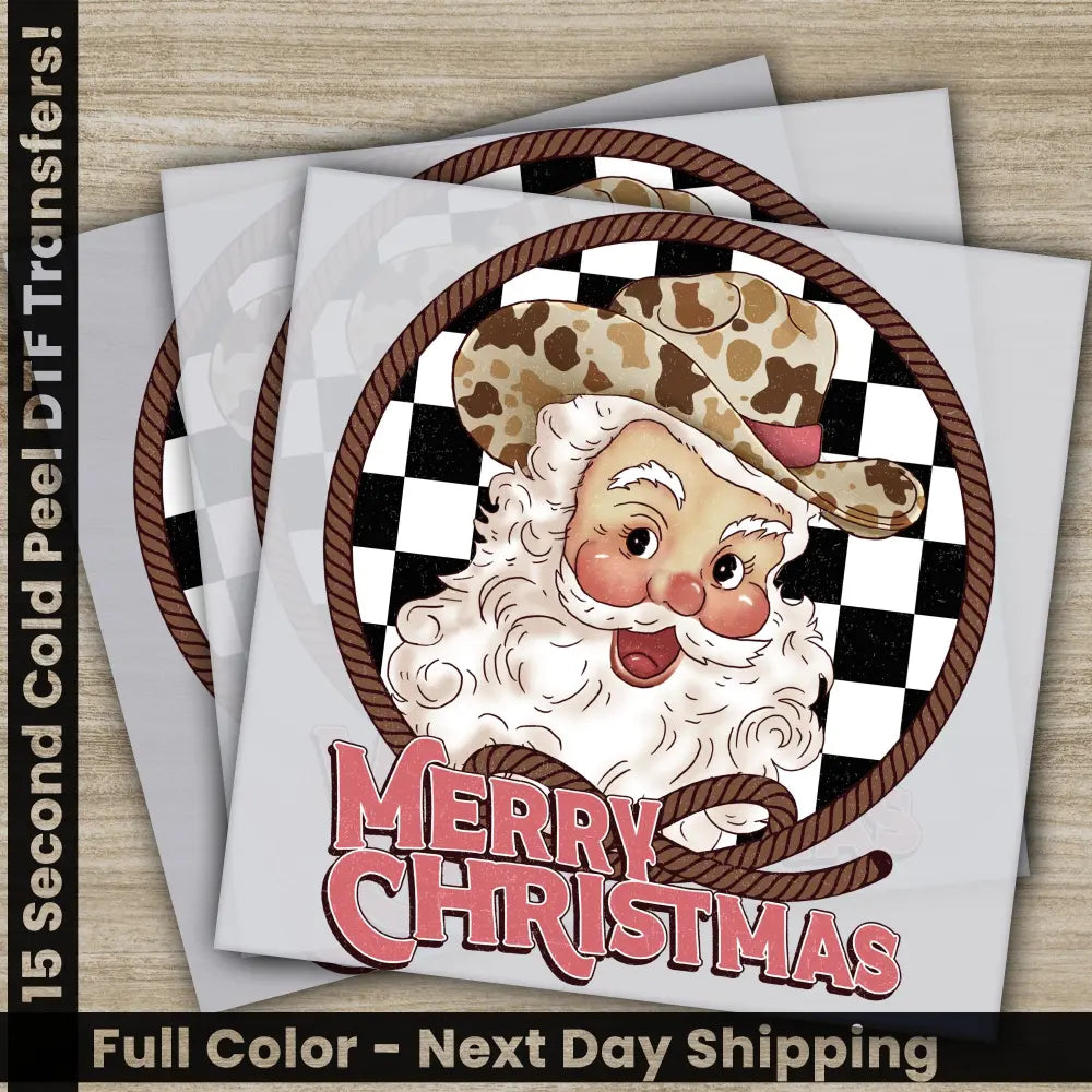Merry Christmas Ready to Press DTF Transfers for Christmas Gifts Direct to Film Prints High Quality Fast Shipping Santa