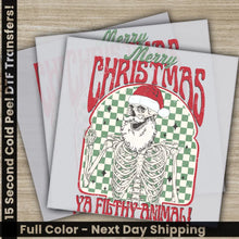 Load image into Gallery viewer, Merry Christmas Skeleton DTF Transfers Ready to Press Personalized Gifts Direct to Film Sublimation Screen Prints Fast
