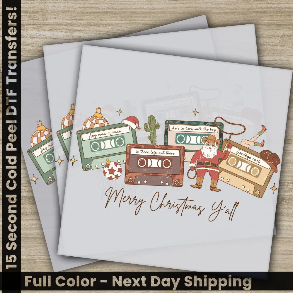Merry Christmas Y’all Christmas DTF Transfers Ready to Press Fast Shipping Personalized Gift High Quality Christmas
