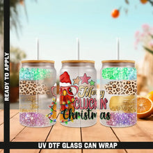 Load image into Gallery viewer, Merry Cluckin’ Christmas UV DTF Wrap For Glass Cup 16oz Glass Can Wrap Cute Stickers For Cups Libbey 16 oz Wrap
