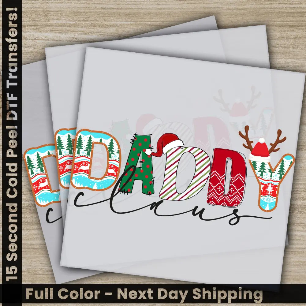 Mimi Claus Christmas DTF Transfers Ready to Press Personalized Gifts Direct to Film Sublimation Screen Prints Fast