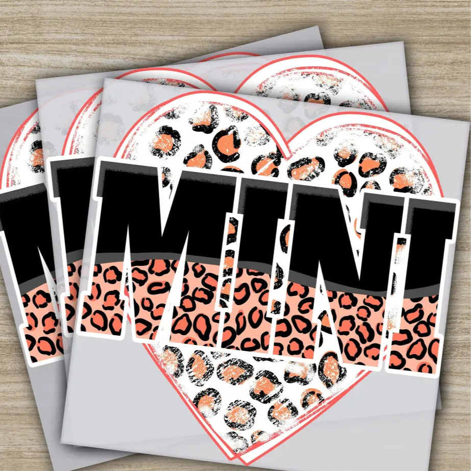 Mimi Leopard Heart Mother’s Day Transfer Ready to Press Personalized DTF Transfers Mother’s Day Gifts Heat Press