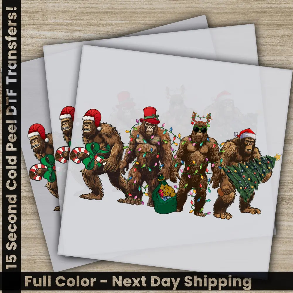 Monkey Christmas DTF Transfers Ready to Press Personalized Gifts Direct to Film Sublimation Screen Prints Fast Shipping