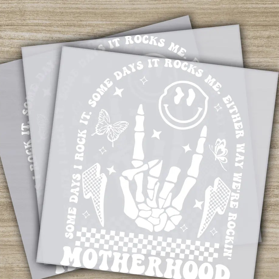Motherhood Some Days It Rocks Me Ready to Press Personalized DTF Transfers Heat Press DTF Transfer