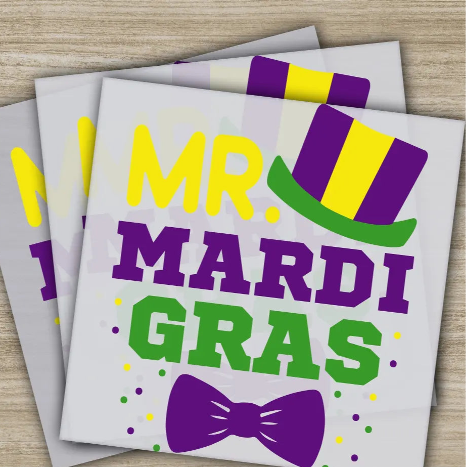 Mr. Mardi Gras Hat Mardi Gras Transfer Ready to Press Personalized DTF Transfer Mardi Gras Gifts High Quality Heat