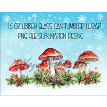 Load image into Gallery viewer, Mushroom Christmas Premium UV DTF Wrap For Glass Cup 16oz Glass Cup Cute Stickers For Cups Gift Sticker Cup
