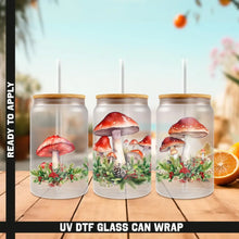 Load image into Gallery viewer, Mushroom Christmas Premium UV DTF Wrap For Glass Cup 16oz Glass Cup Cute Stickers For Cups Gift Sticker Cup
