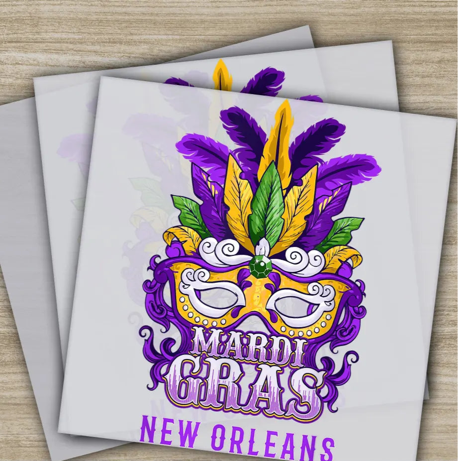 New Orleans Mask Mardi Gras Transfers Ready to Press Personalized DTF Transfers Mardi Gras Gifts High Quality Heat