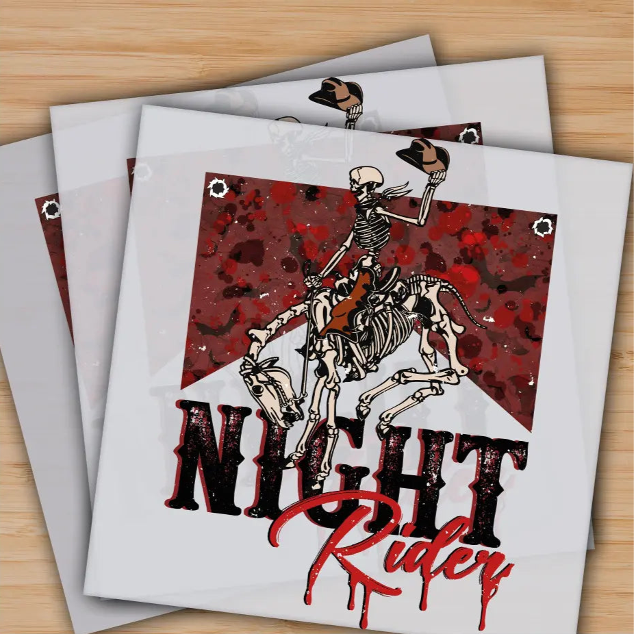 Night Rider Halloween Skeleton Spooky Halloween Ready to Press Personalized Gifts Sublimation DTF Prints Trendy DTF