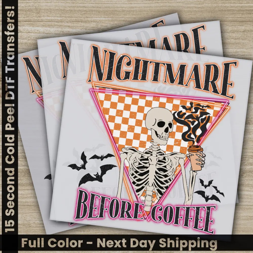 Nightmare Before Coffee Halloween Transfers Ready to Press Personalized DTF Transfers For Family Gifts Heat Press DTF