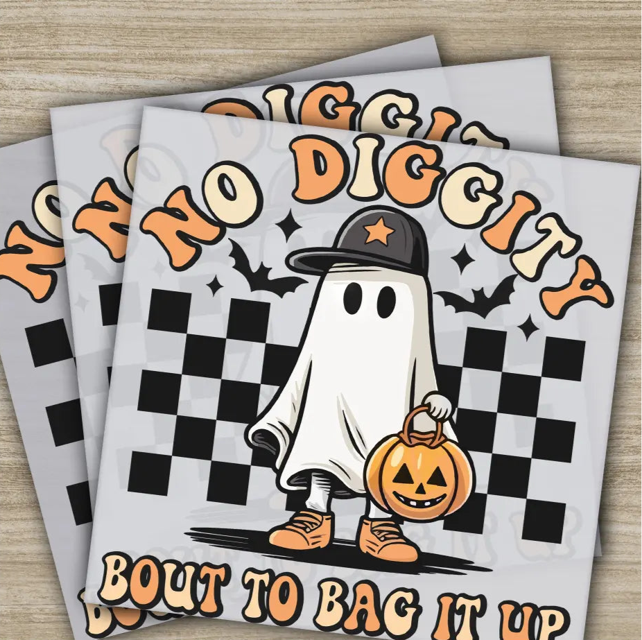 No Diggity Bout To Bag It Up Halloween Transfers Ready to Press Personalized DTF Transfers For Family Gifts Heat Press