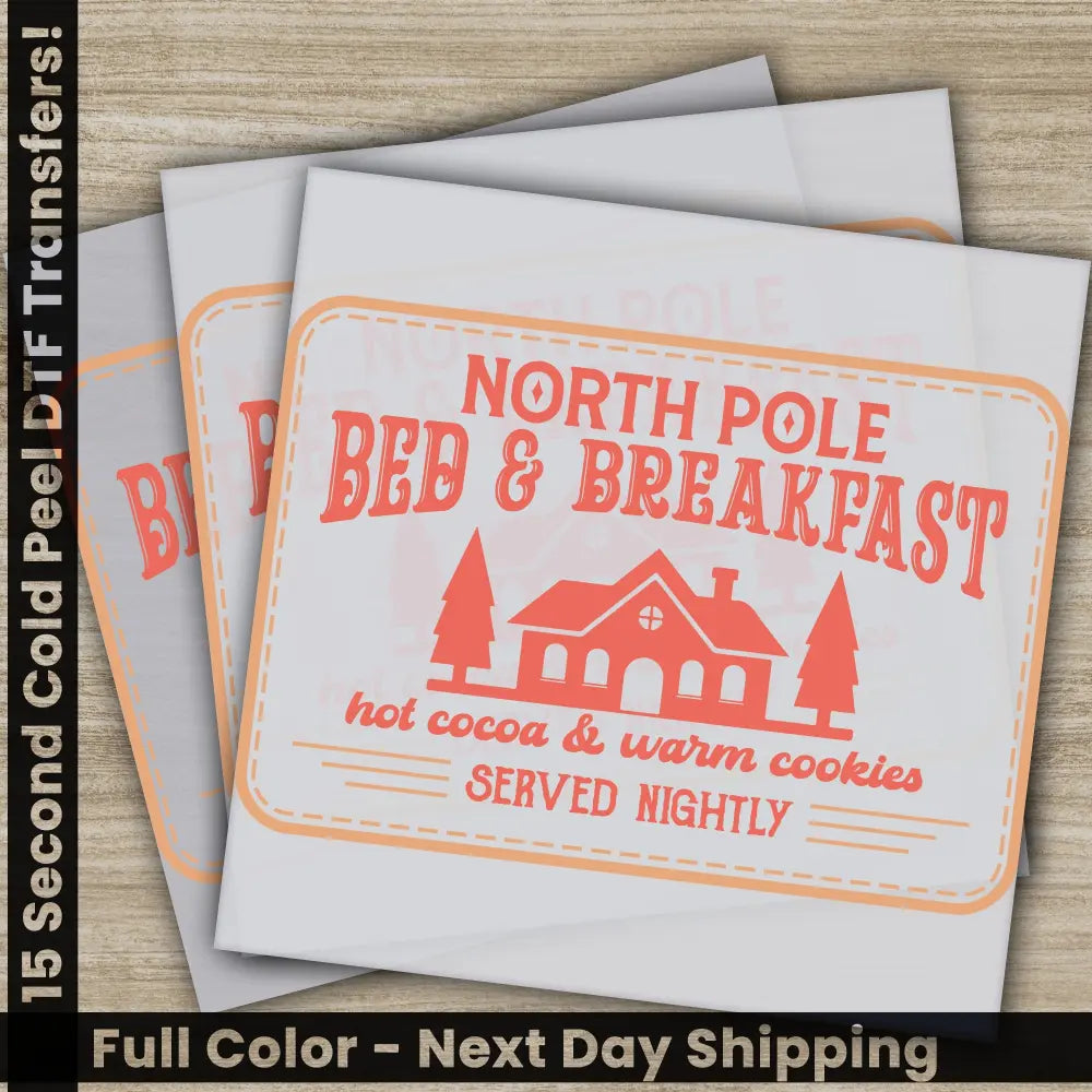 North Pole Custom Santa Image Transfers for Sublimation and Screen Printing Ready to Press and Ship for Christmas High