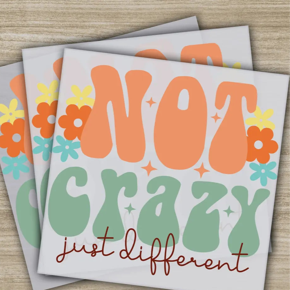 Not Crazy Just Different Sarcastic Transfers Ready to Press Personalized DTF Transfers Sarcastic Gifts Heat Press DTF