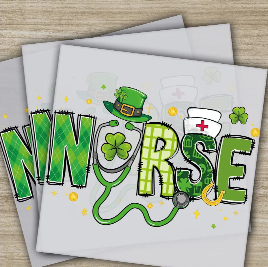 Nurse Nurse Cap St. Patrick’s Day Transfers Ready to Press Personalized DTF Transfers St. Patrick’s Gifts Heat