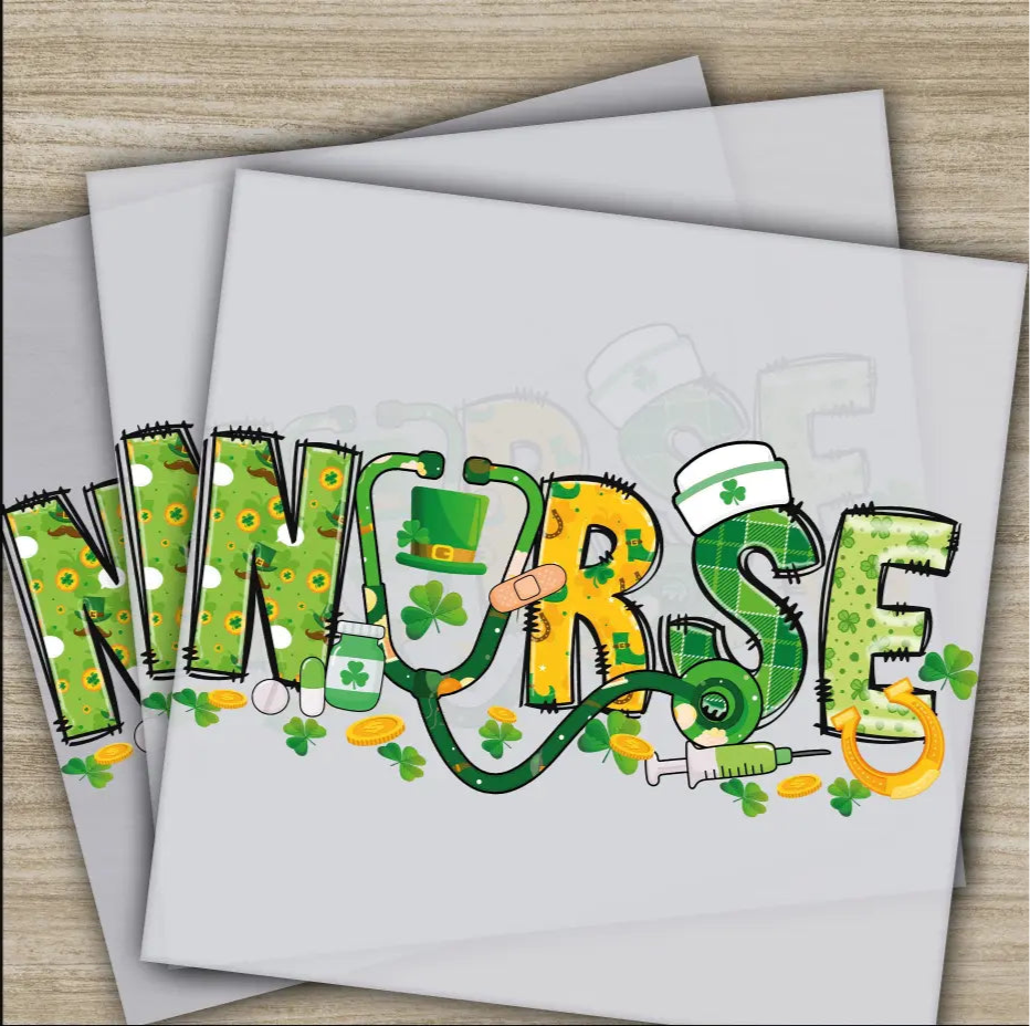 Nurse Money St. Patrick’s Day Transfers Ready to Press Personalized DTF Transfers St. Patrick’s Gifts Heat Press DTF