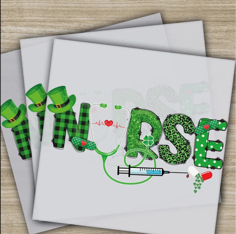 Nurse Patrick’s Hat St. Patrick’s Day Transfers Ready to Press Personalized DTF Transfers St. Patrick’s Gifts Heat