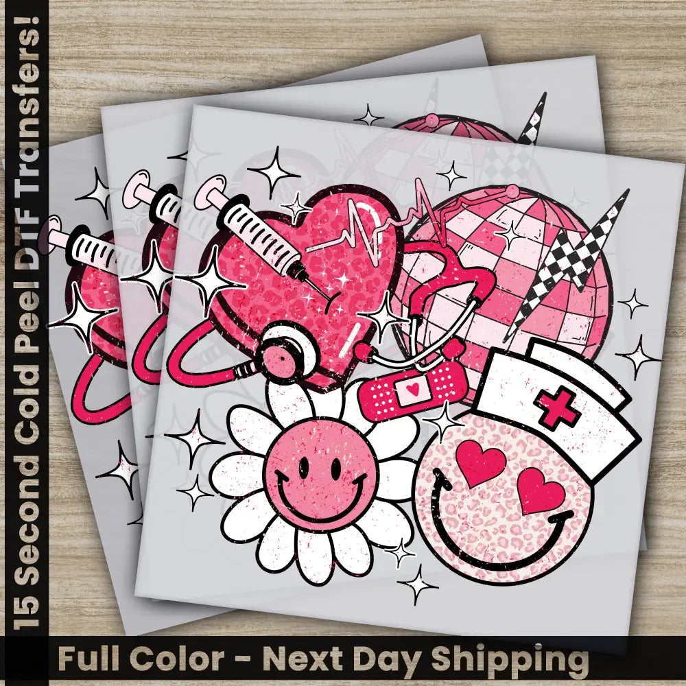 Nurse Valentine Ready to Press Personalized DTF Transfers Valentine’s Day Gifts High Quality Heat Press DTF Transfers