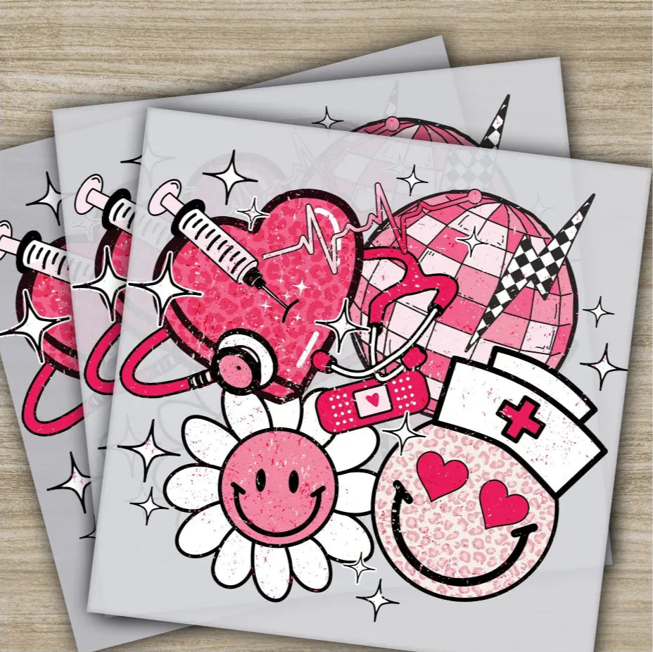 Nurse Valentine Ready to Press Personalized DTF Transfers Valentine’s Day Gifts High Quality Heat Press DTF Transfers