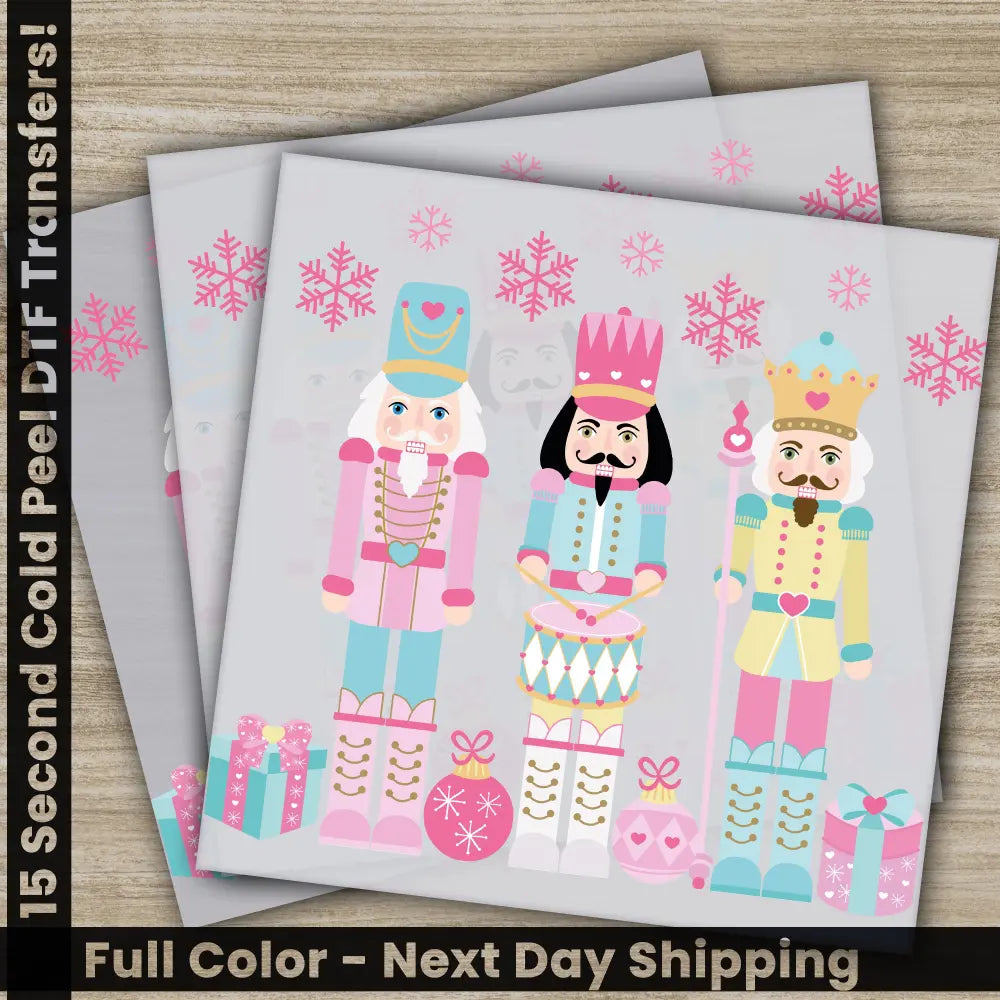 Nutcracker Merry Christmas DTF Transfers Ready to Press Personalized Gifts Direct to Film Sublimation Screen Prints