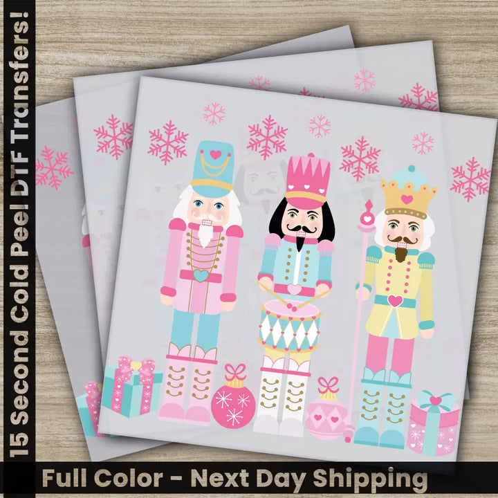 Nutcracker Merry Christmas DTF Transfers Ready to Press Personalized Gifts Direct to Film Sublimation Screen Prints