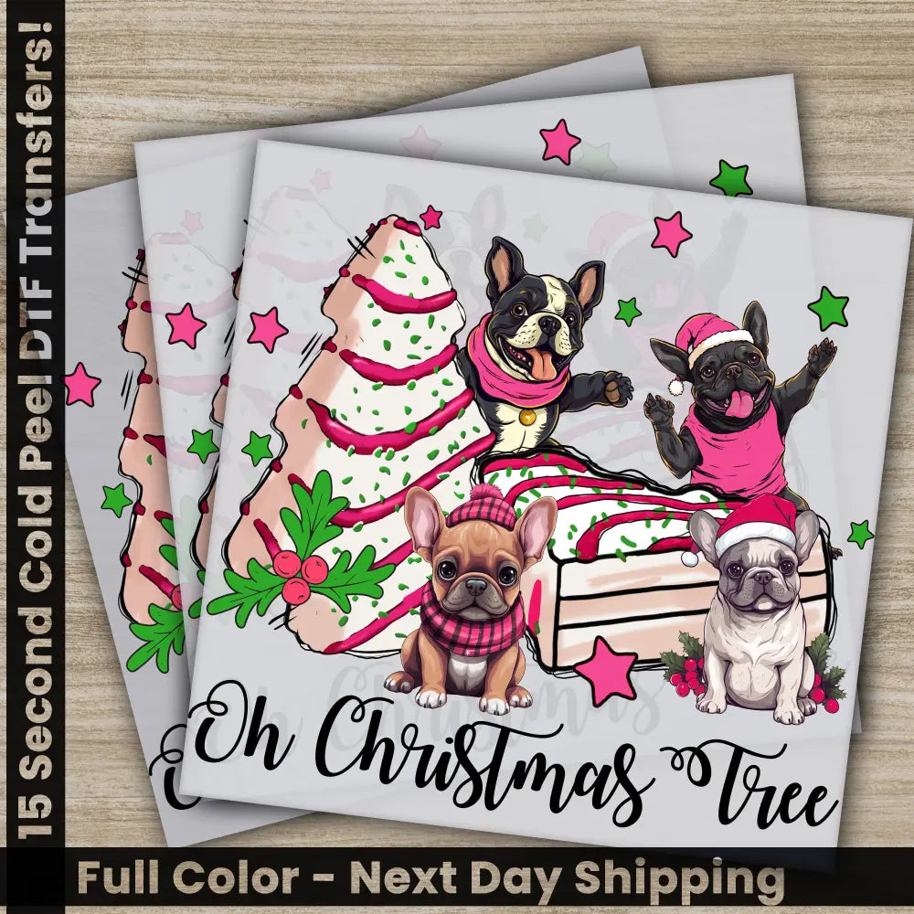 Oh Christmas Tree Sweet Dogs DTF Transfers Ready to Press Personalized Direct to Film Sublimation Screen Prints