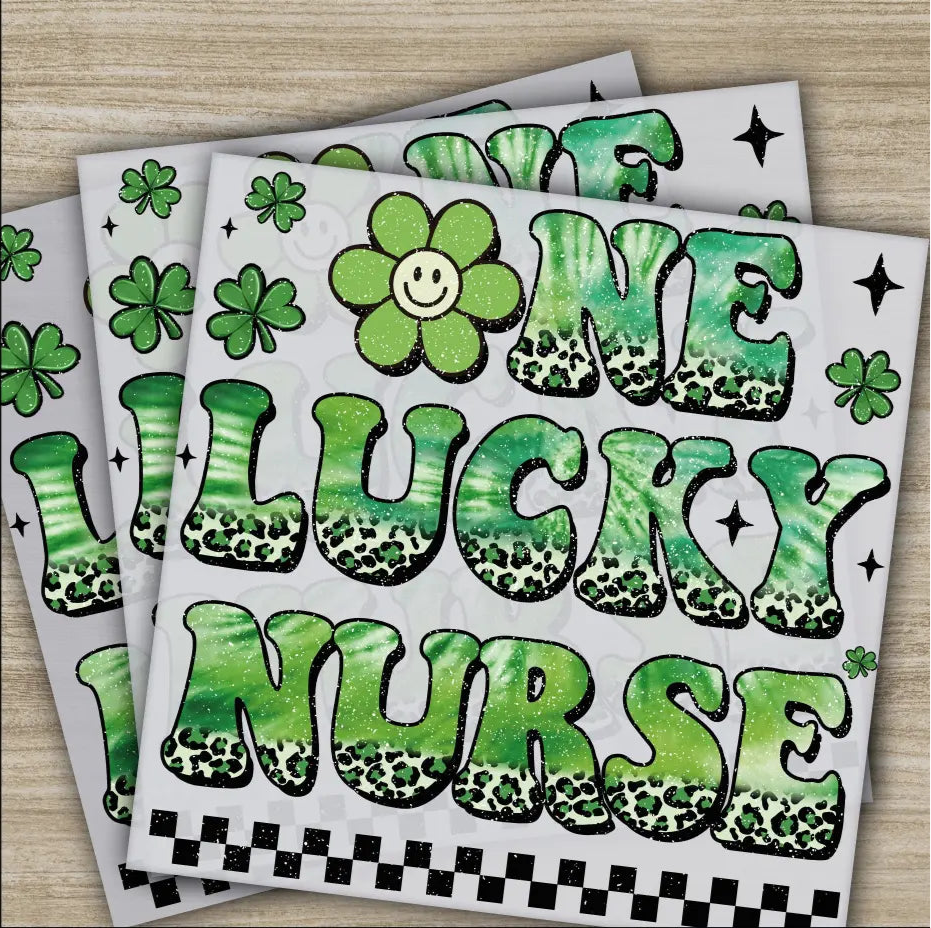 One Lucky Nurse St. Patrick’s Day Transfers Ready to Press Personalized DTF Transfers St. Patrick’s Gifts Heat Press