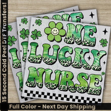 Load image into Gallery viewer, One Lucky Nurse St. Patrick’s Day Transfers Ready to Press Personalized DTF Transfers St. Patrick’s Gifts Heat
