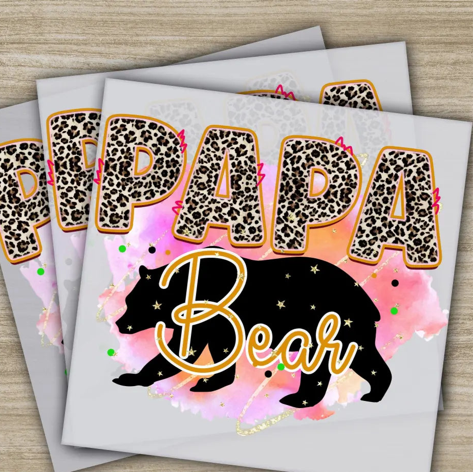 Papa Bear Fathers Day Transfers Ready to Press Personalized DTF Transfers Father’s Day Gifts Heat Press DTF Transfers