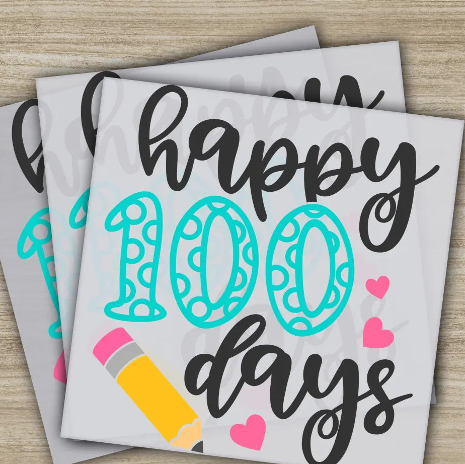 Pencil Heart 100 Days Of School Transfers Ready to Press Personalized DTF Transfers 100 Days Of School Gifts Heat Press
