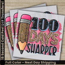 Load image into Gallery viewer, Pencil Leopard 100 Days Of School Transfers Ready to Press Personalized DTF Transfers 100 Days Of School Gift Heat
