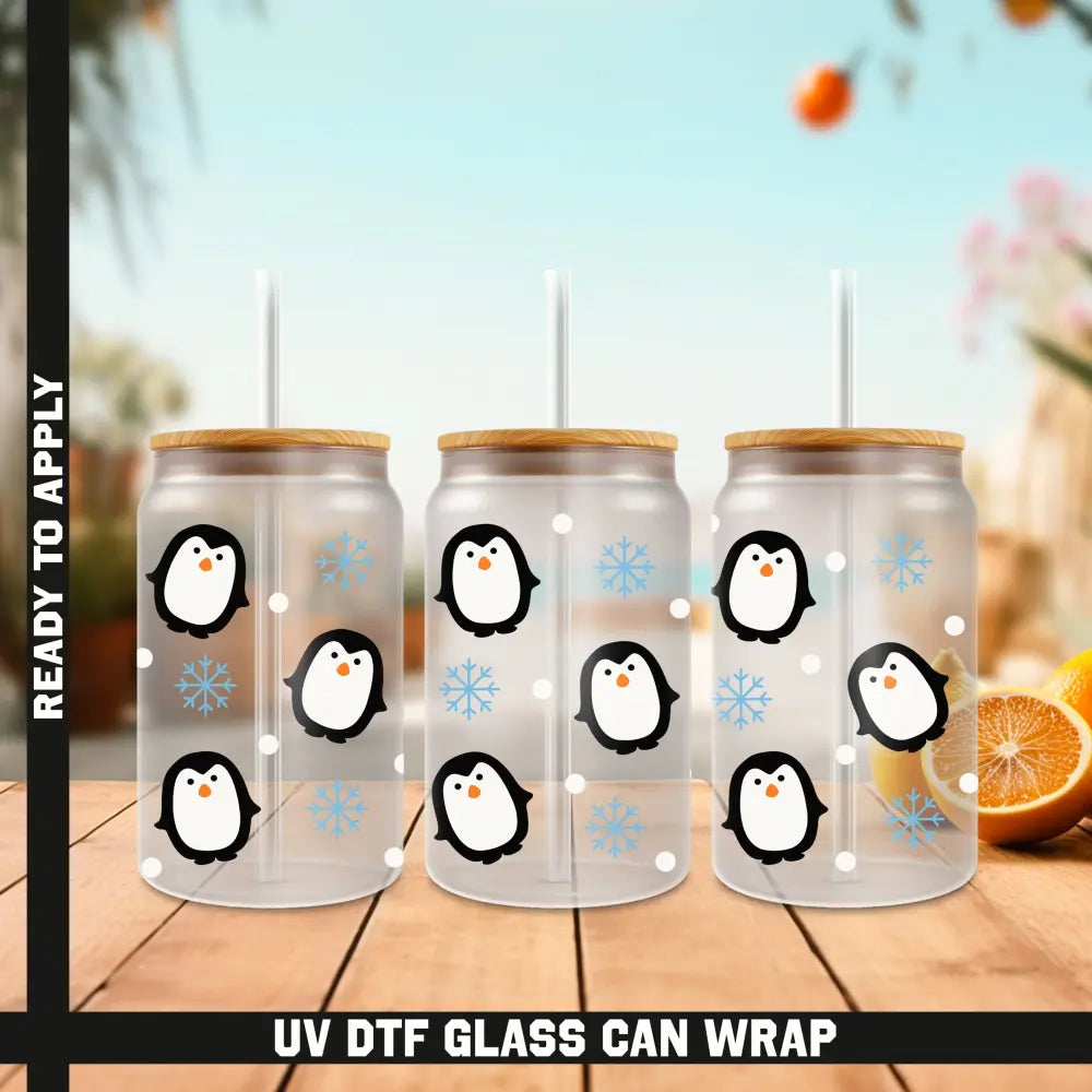 Penguin Ready To Apply UV DTF 16oz cup Wrap