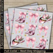 Load image into Gallery viewer, Pink Bow Pink Christmas DTF Transfers Ready to Press Personalized Gifts Direct to Film Sublimation Screen Prints Fast
