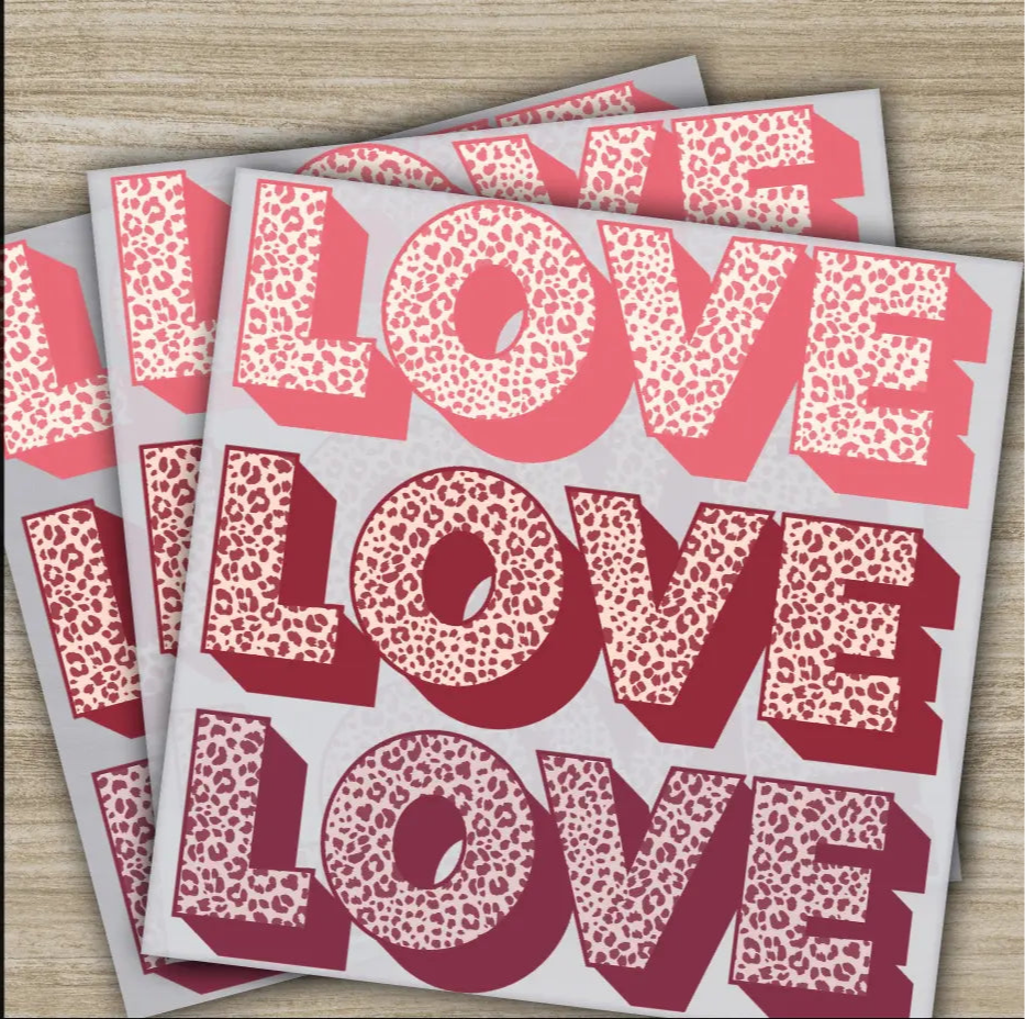 Pink Love Valentine’s Day Transfers Ready to Press Personalized DTF Transfers Valentines Gift High Quality Heat Press