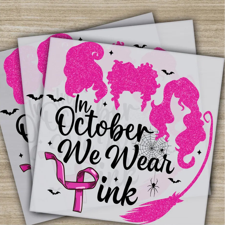 Pink Out Awareness Bow Cancer In October Ready to Press Personalized DTF Transfers Heat Press DTF Transfers