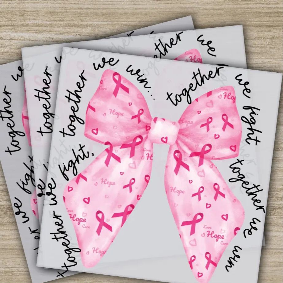 Pink Out Awareness Bow Cancer In October Ready to Press Personalized DTF Transfers Heat Press DTF Transfers