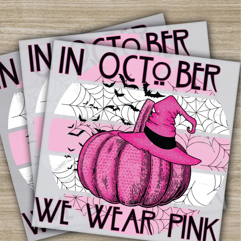 Pink Out Awareness Bow Cancer In October Ready to Press Personalized DTF Transfers Heat Press DTF Transfers