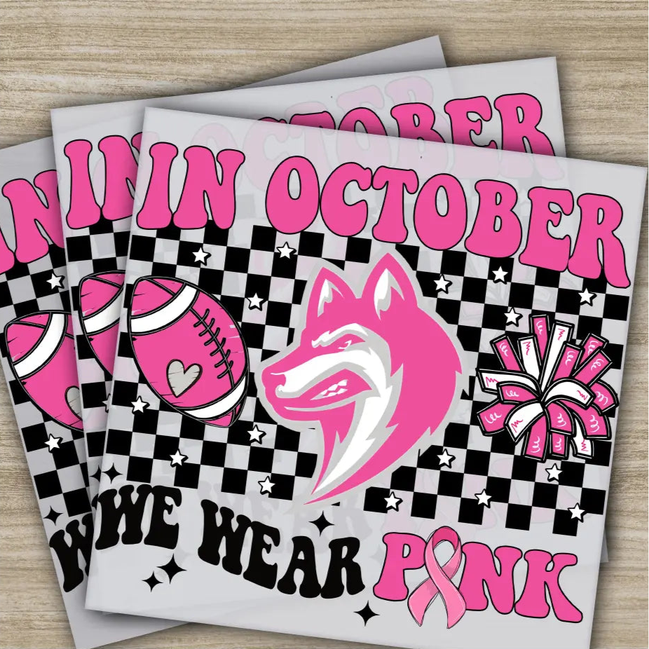Pink Out Awareness Bow Cancer In October Ready to Press Personalized DTF Transfers Heat Press DTF Transfers