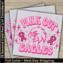 Load image into Gallery viewer, a pair of pink out eagles stickers on top of each other
