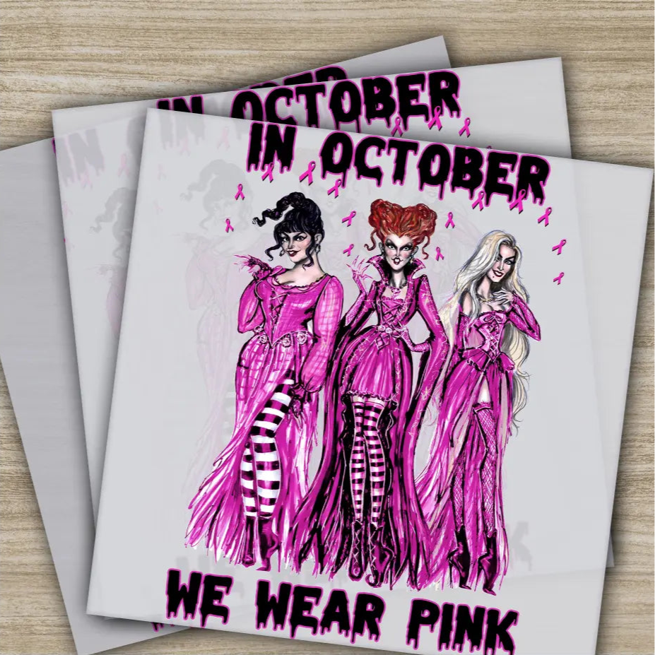 Pink Out Awareness Bow Cancer In October Ready to Press Personalized DTF Transfers Heat Press DTF Transfers