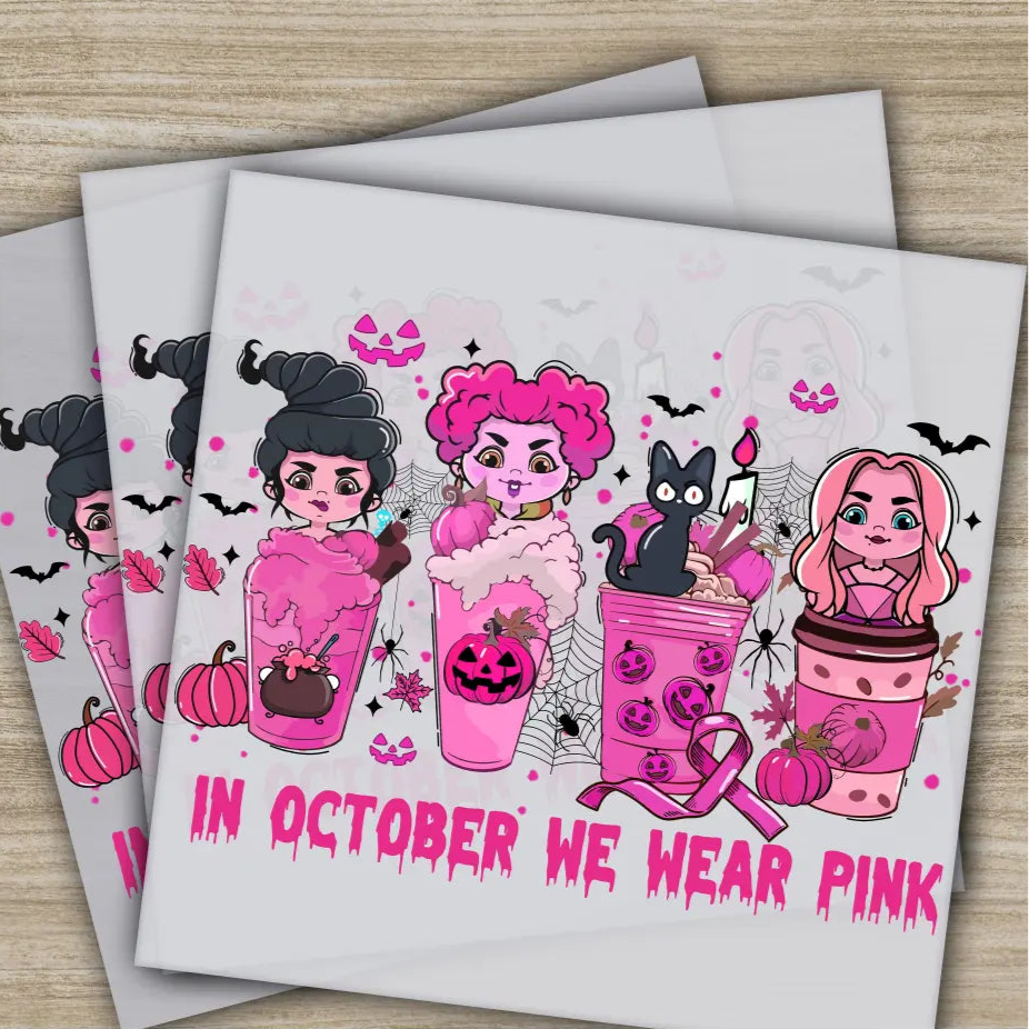 Pink Out Awareness Bow Cancer In October Ready to Press Personalized DTF Transfers Heat Press DTF Transfers