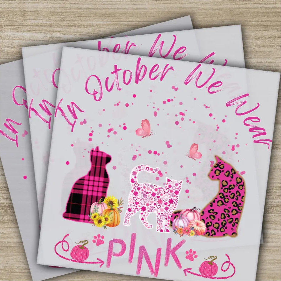 Pink Out Awareness Bow Cancer In October Ready to Press Personalized DTF Transfers Heat Press DTF Transfers