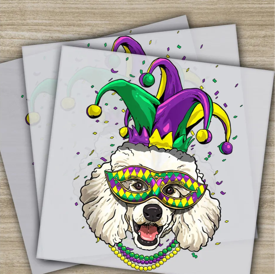 Poodle Dog Lover Jester Tank Mardi Gras Transfers Ready to Press Personalized DTF Transfers Mardi Gras Gifts Heat Press